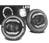 CONJUNTO DE FARÓIS PARA JEEP WRANGLER TJ LJ JK 96-18 ANGEL EYES LED PRETOS