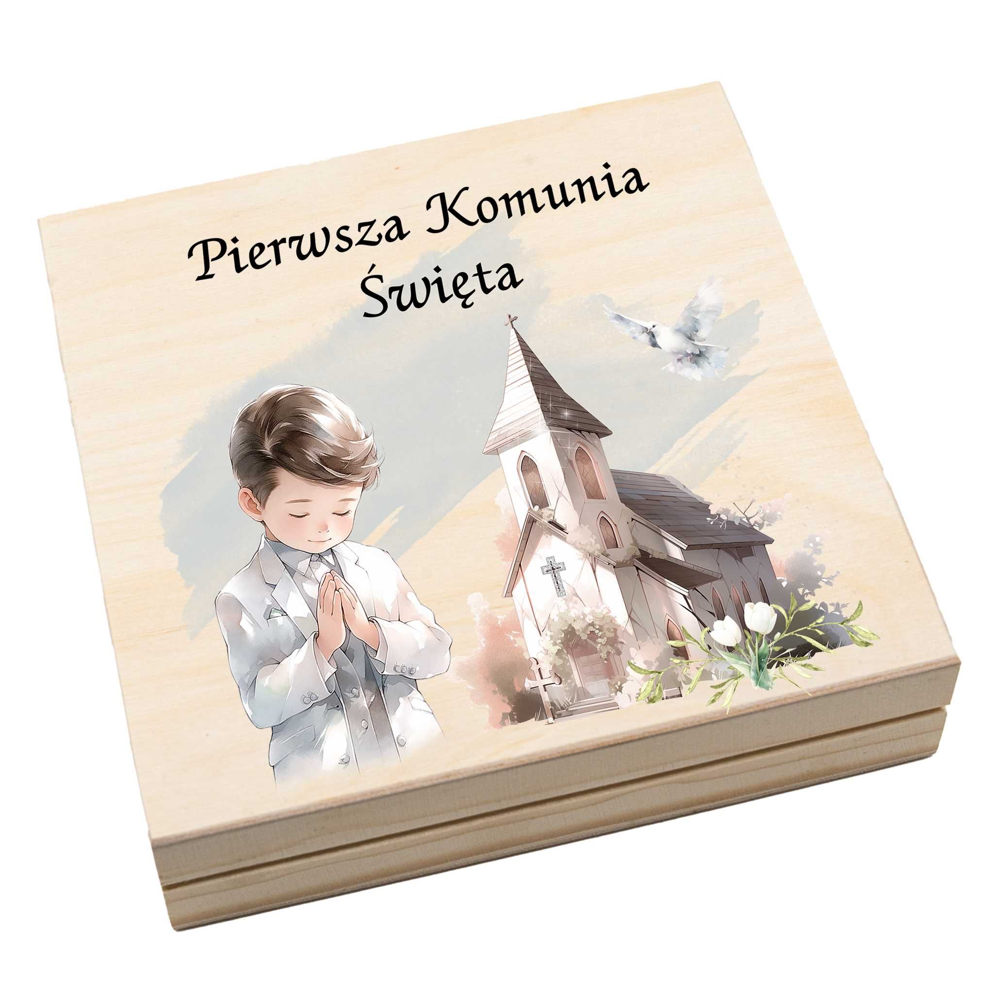 Podziękowanie komunijne - pudełko z różańcem