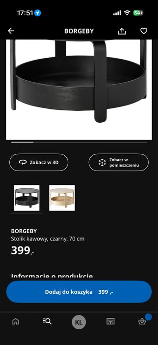 Stolik kawowy Borgeby Ikea