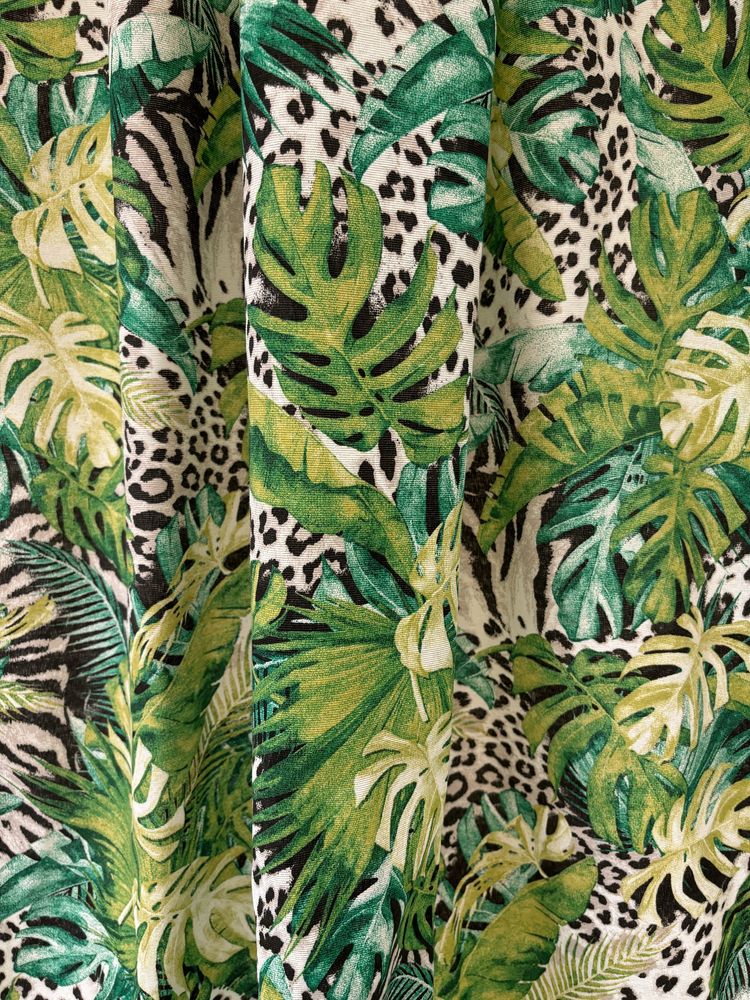 Zasłony 140x250cm 2szt zielone dżungla monstera liście cętki