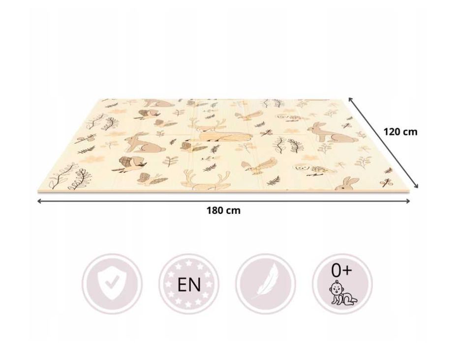 Dwustronna mata piankowa duża 180x120cm składana gruba 1cm