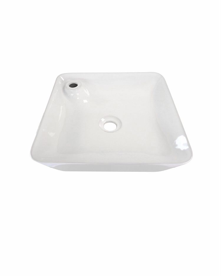 Umywalka łazienkowa nablatowa kwadratowa ceramiczna w białym połysku