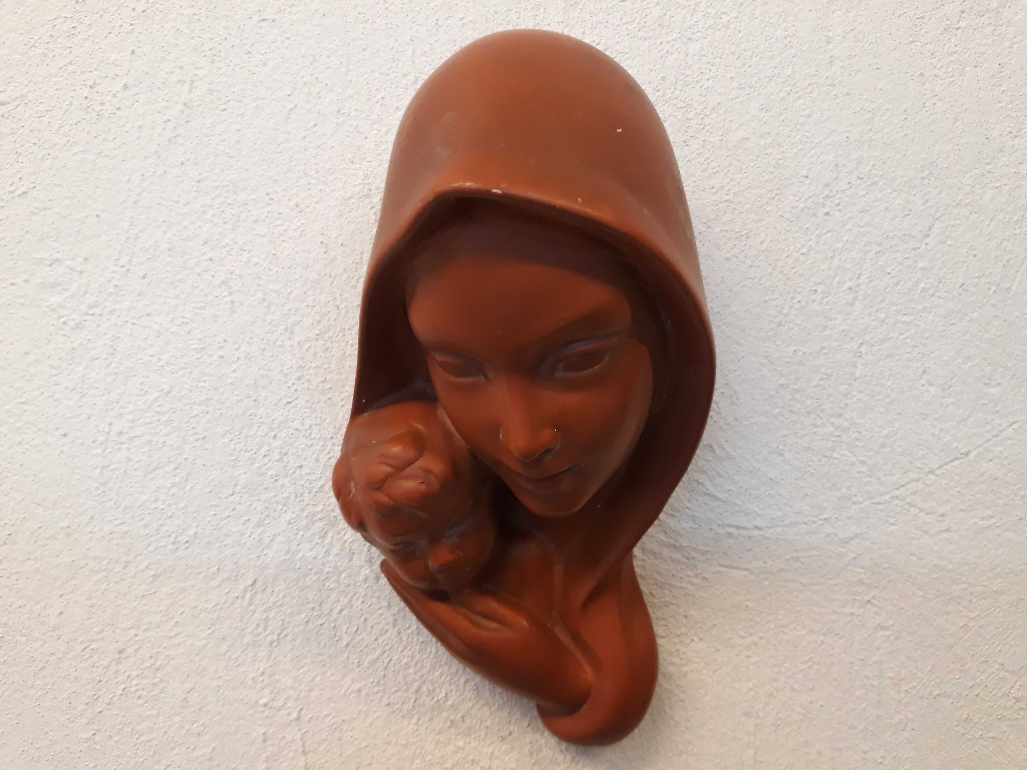 Płaskorzeźba ceramiczna Matka Boska Gmundner Keramik Austria GK FINK