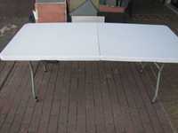 Stół cateringowy kempingowy składany przenośny 180x7 x74 cm biały