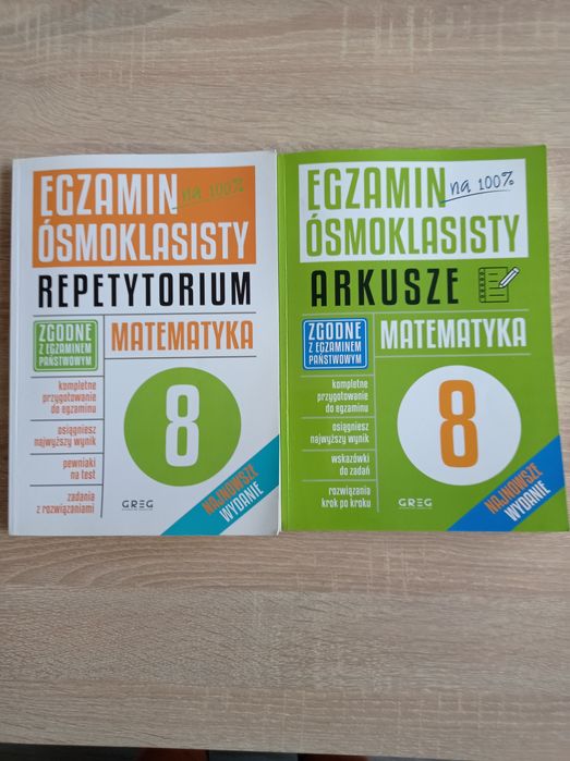 Matematyka 8 klasa-dwie książki : REPETYTORIUM i ARKUSZE egzaminacy