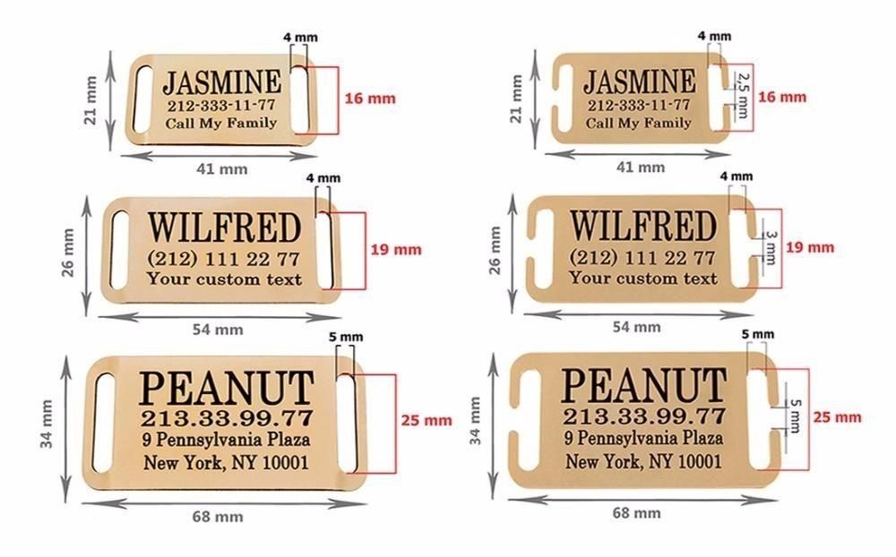 Адресники для собак/котів з гравіюванням (сталь/позолота)