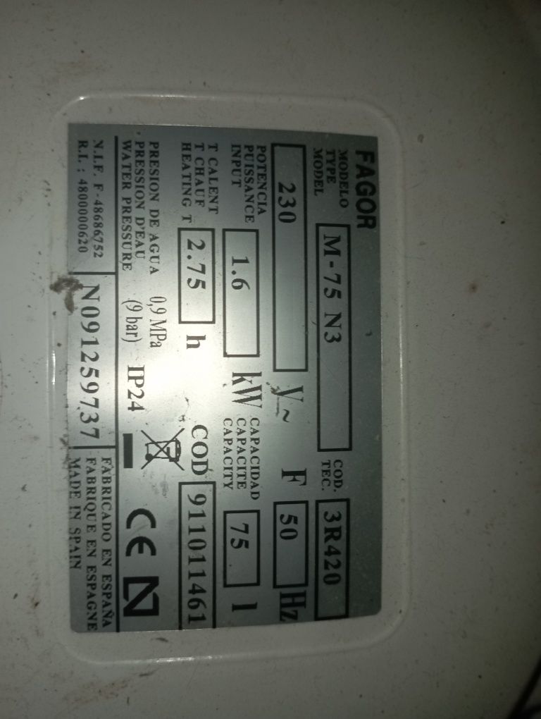 Termoacumulador 75l