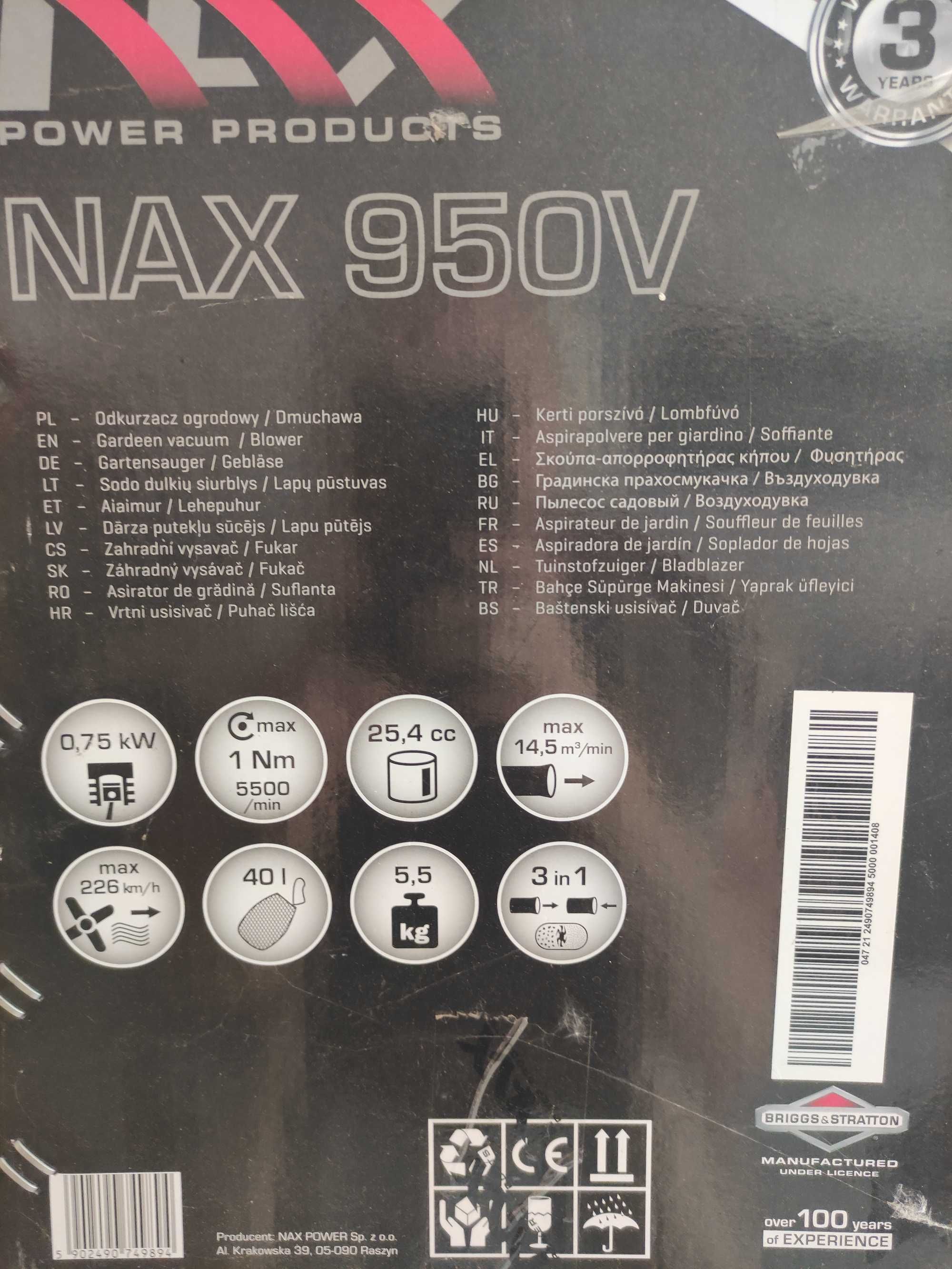 Dmuchawa i odkurzacz do liści firmy  NAX 950V