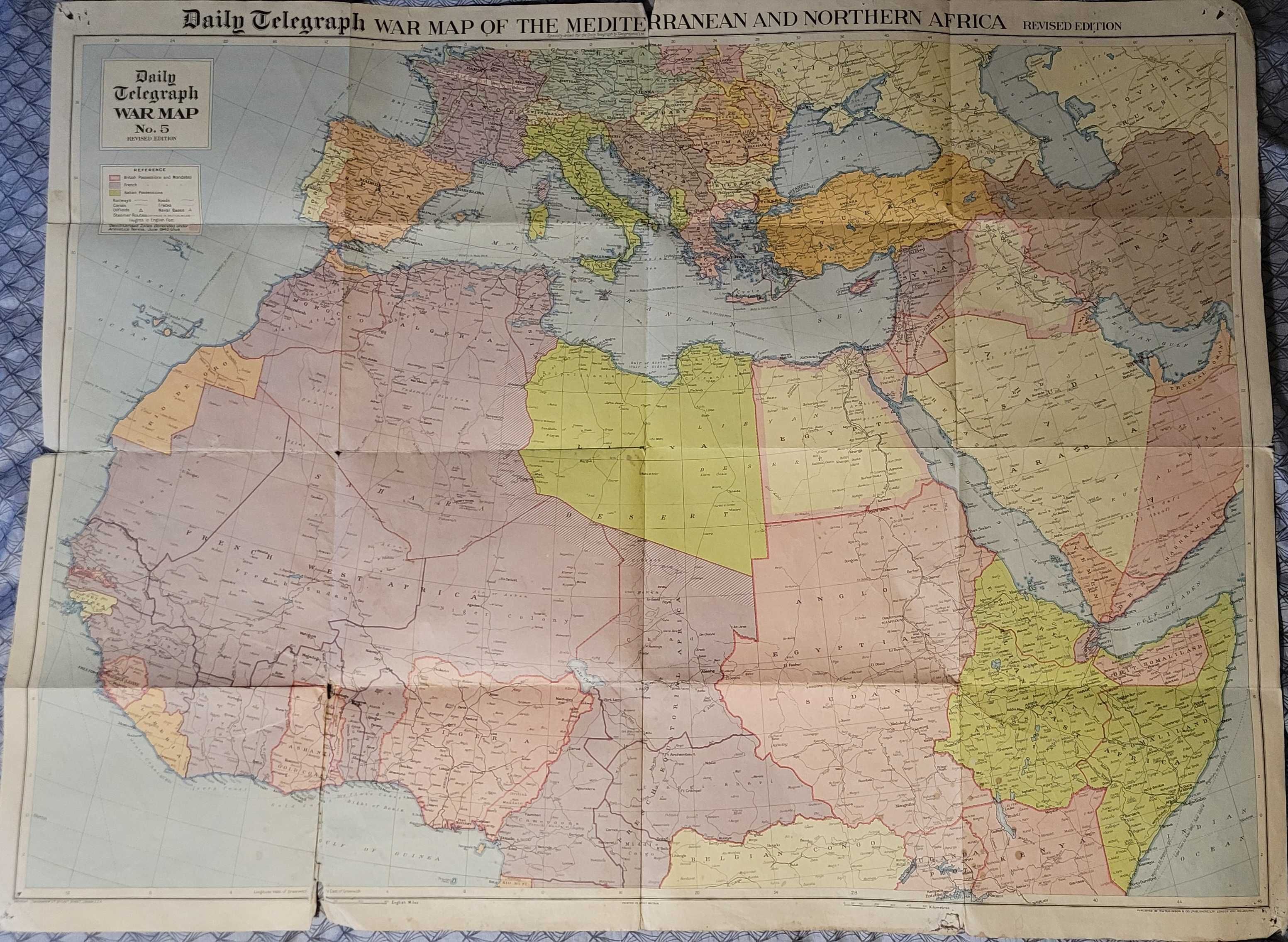 Mapa 1940 rok Europa Południowa i Afryka Północna