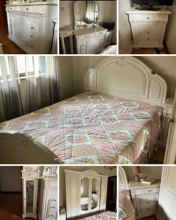 Conjunto de Móveis para Quarto - Branco, Madeira Maciça