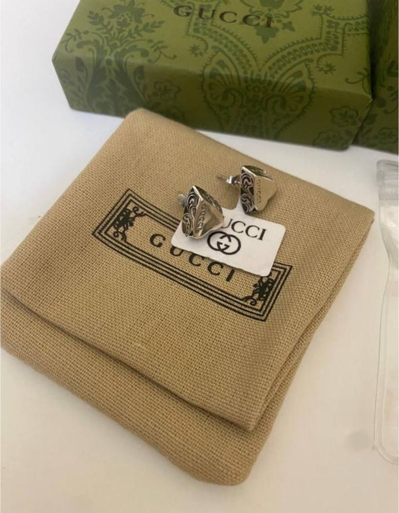 Сережки gucci гуччі пусети сережки пусеты гвоздики серебро s925