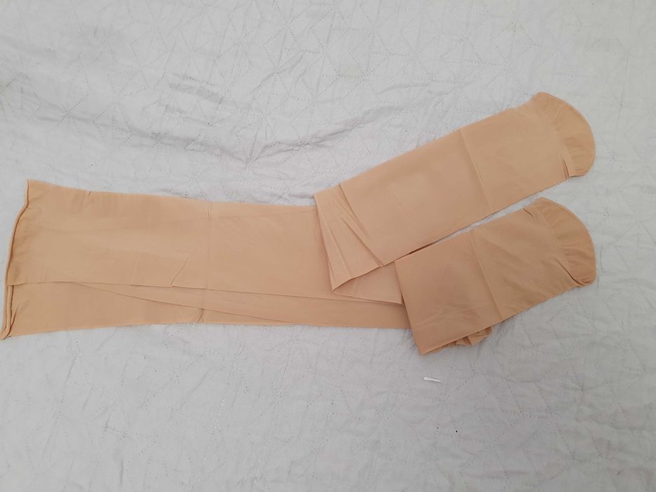 Pończochy do pasa bezowe oleisty połysk