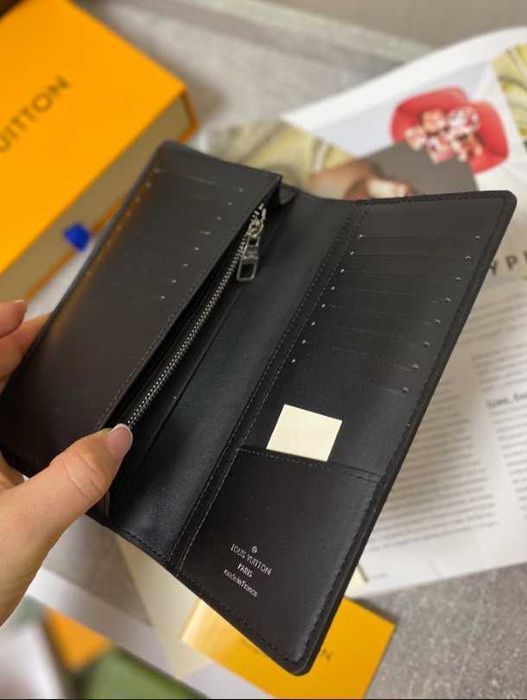 Кожаный органайзер Louis Vuitton черный кошелек Луи Виттон клатч k407