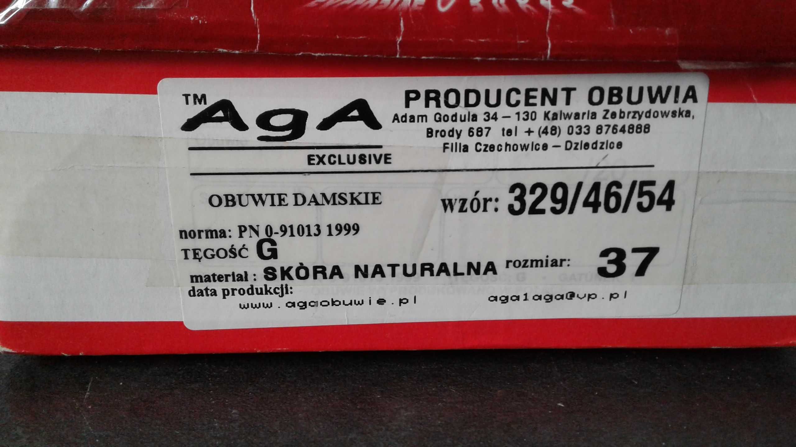 Aga buty czółenka damskie skórzane r.37