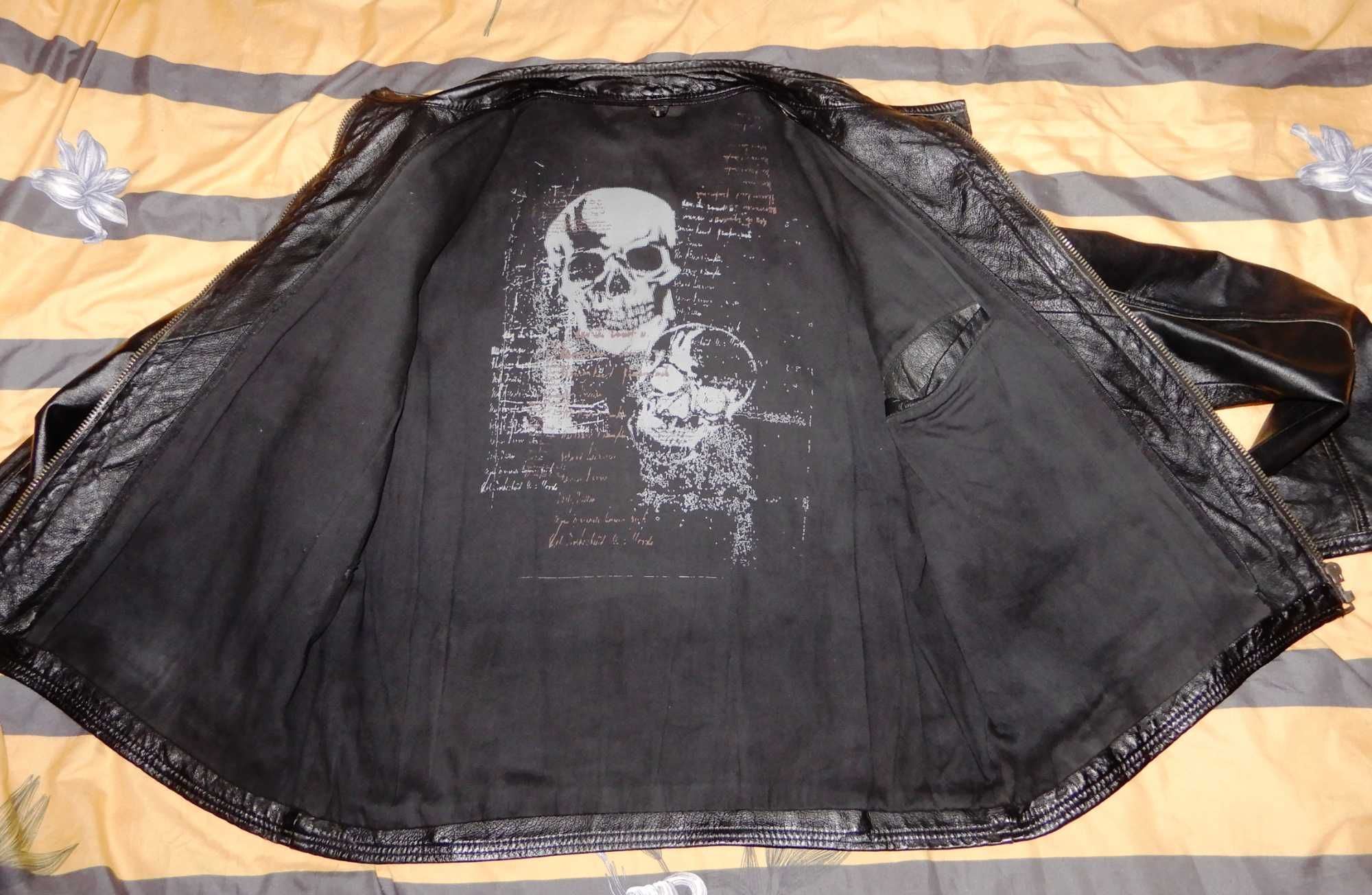 SUPER Kurtka skórzana biker motor metal punk XL