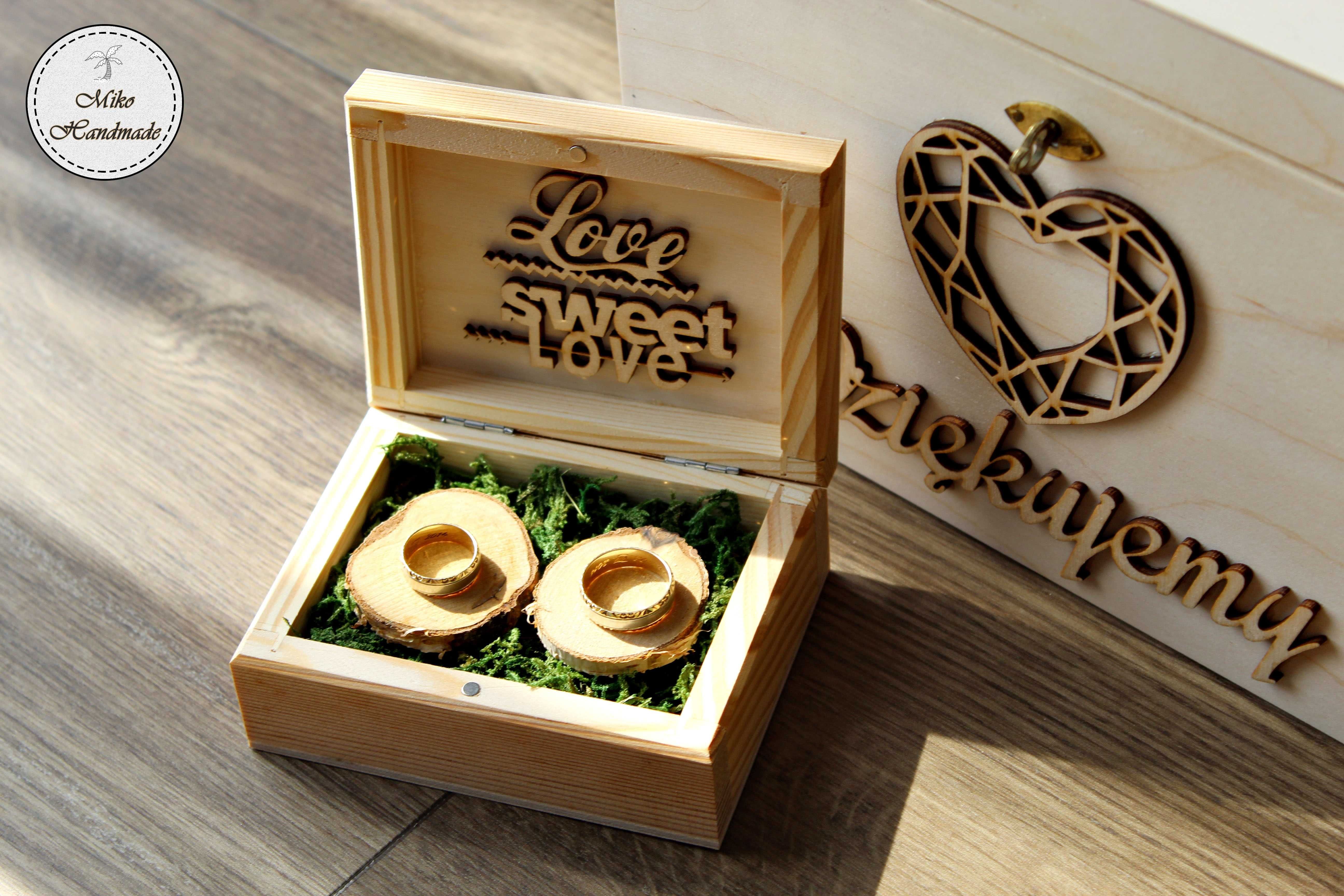 Komplet pudełek ślubnych - naturalny (geometryczne serce)