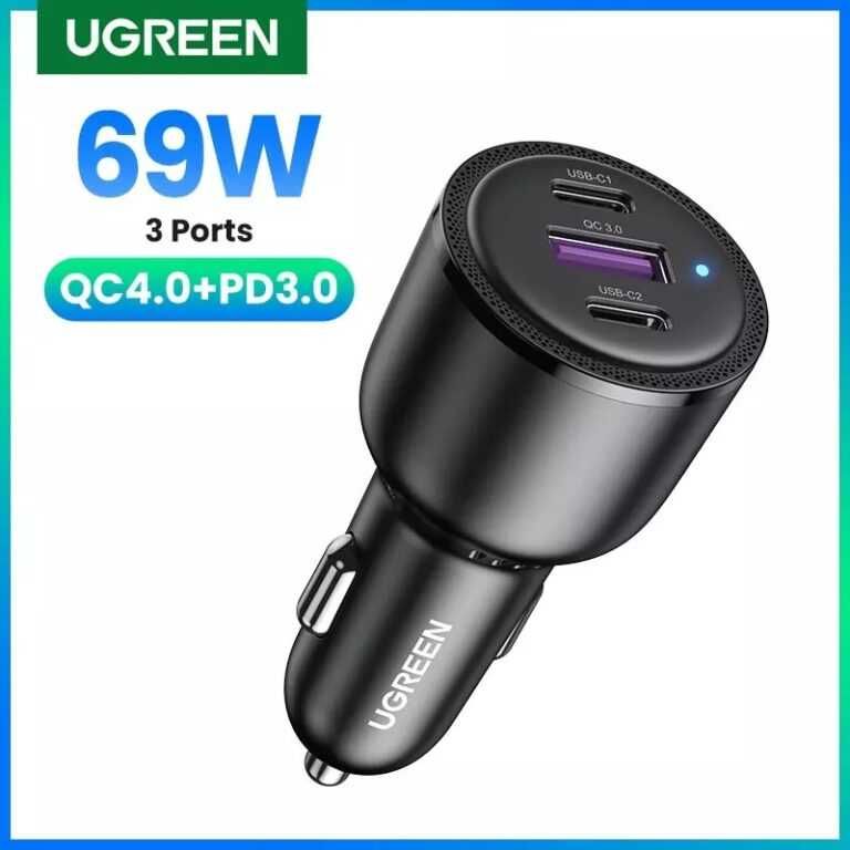 Автомобильное зарядное ugreen 69w в прикуриватель