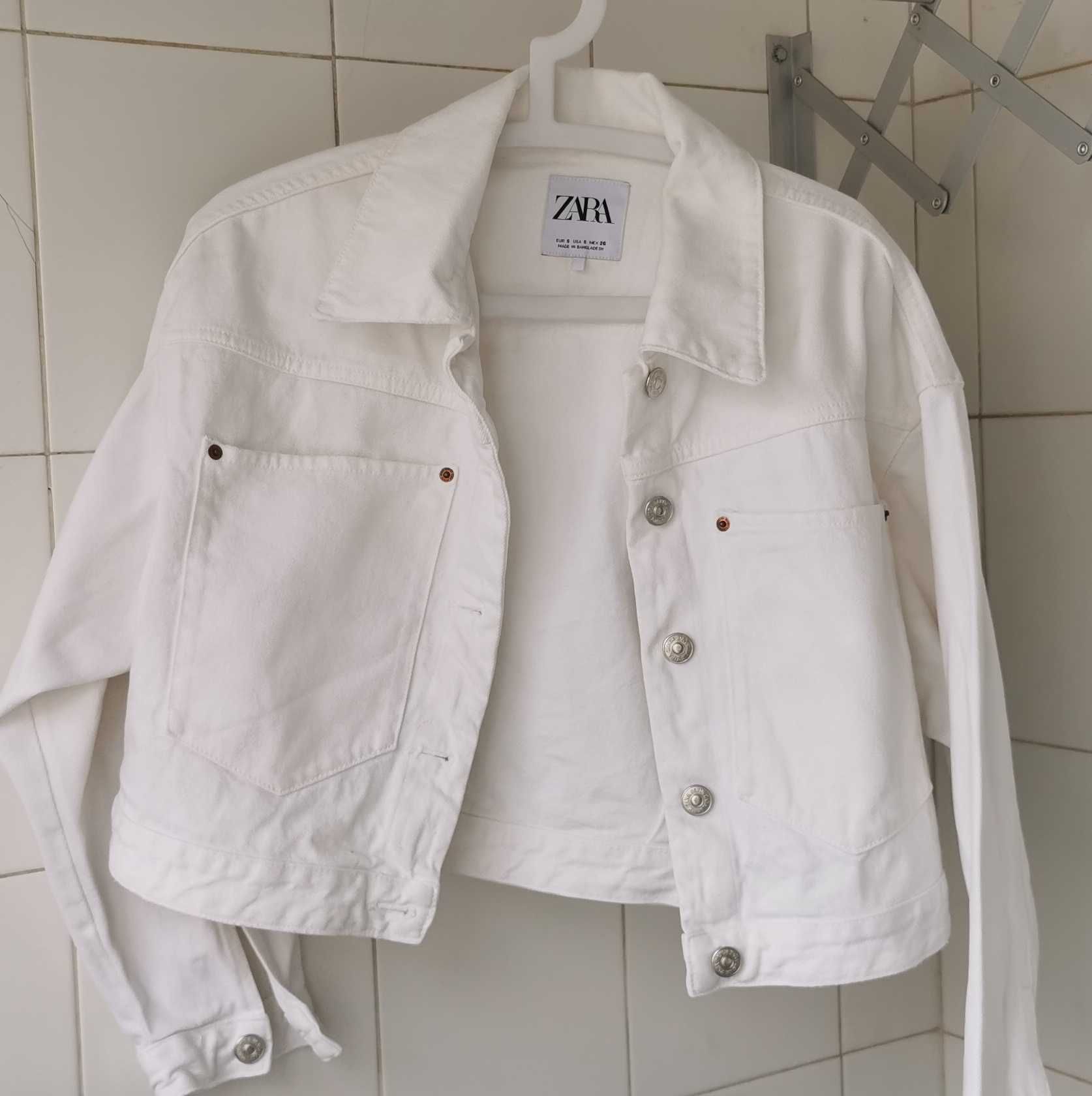Blusão branco, curto e largo 100% algodão