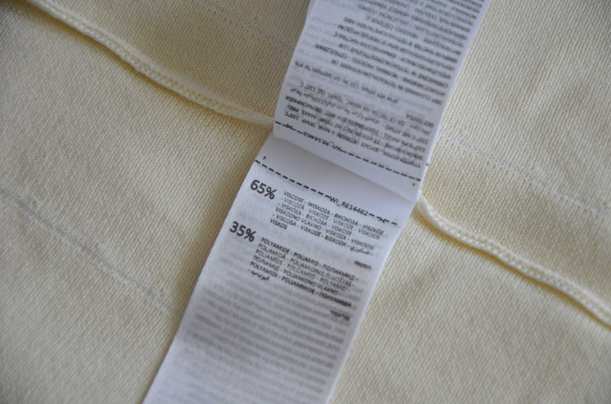 Reserved Premium żółta dzianinowa sukienka kwadratowy dekolt 36 S