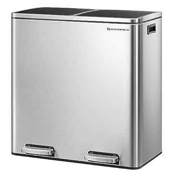 Nowy kosz na śmieci z podwójną komorą 2 x 30 l, metalowe pedały.