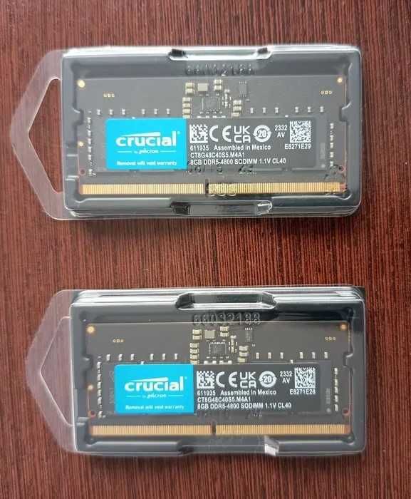 RAM (оперативна пам'ять) Crucial DDR5 4800, 2 планки по 8 GB кожна