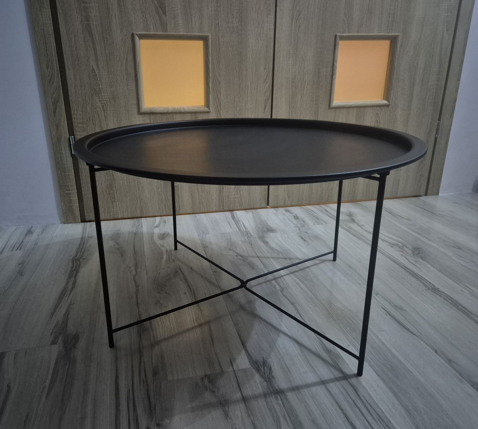 Stolik kawowy metalowy czarny okrągły H&S decoration 75x42 cm Ambiance
