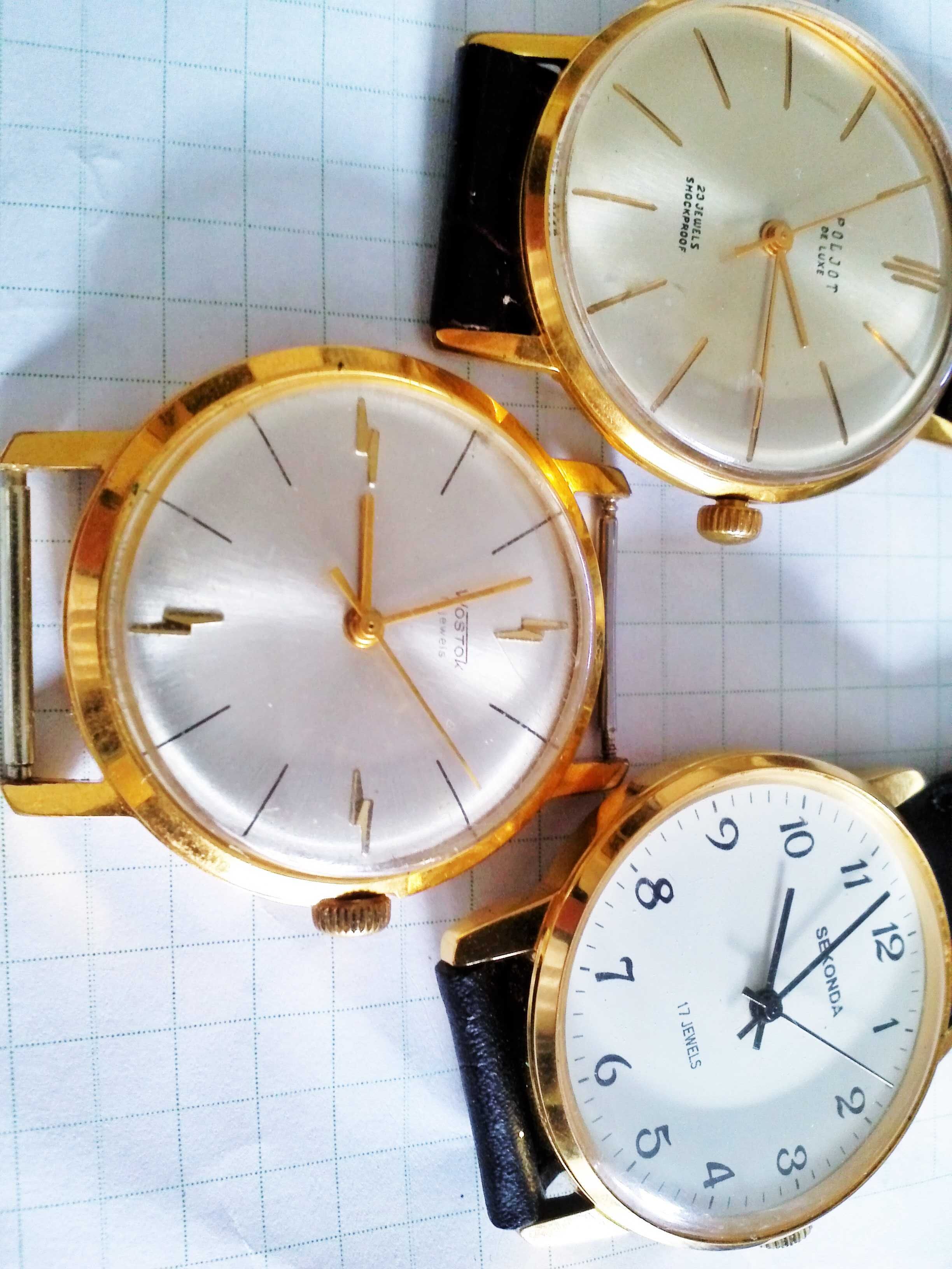Zegarek  naręczny Poliot, Wostok ,Sekunda złocone 12K złotem  jak nowe
