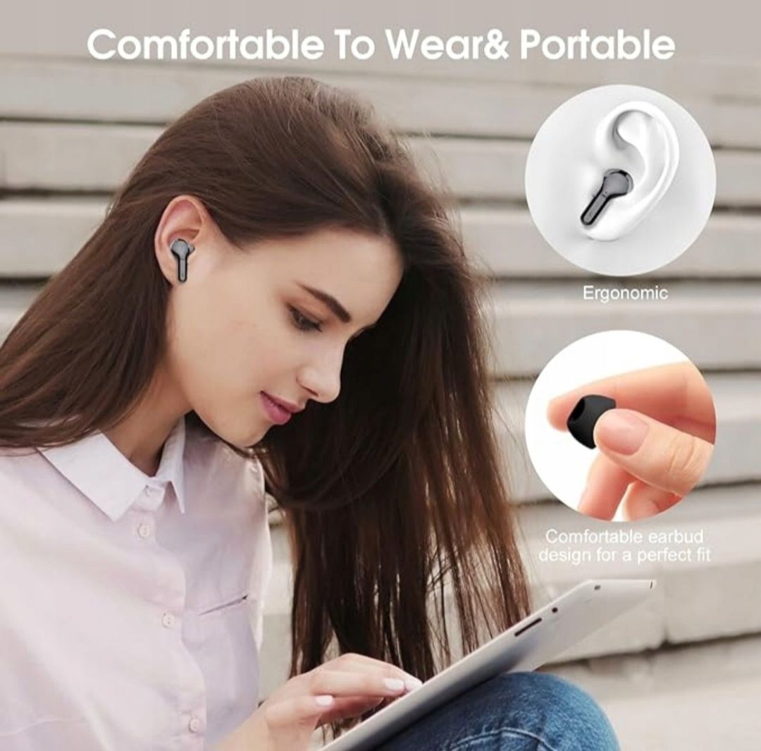 Bezprzewodowe słuchawki douszne Bluetooth 5.3 z 4 mikrofonami ENC I53