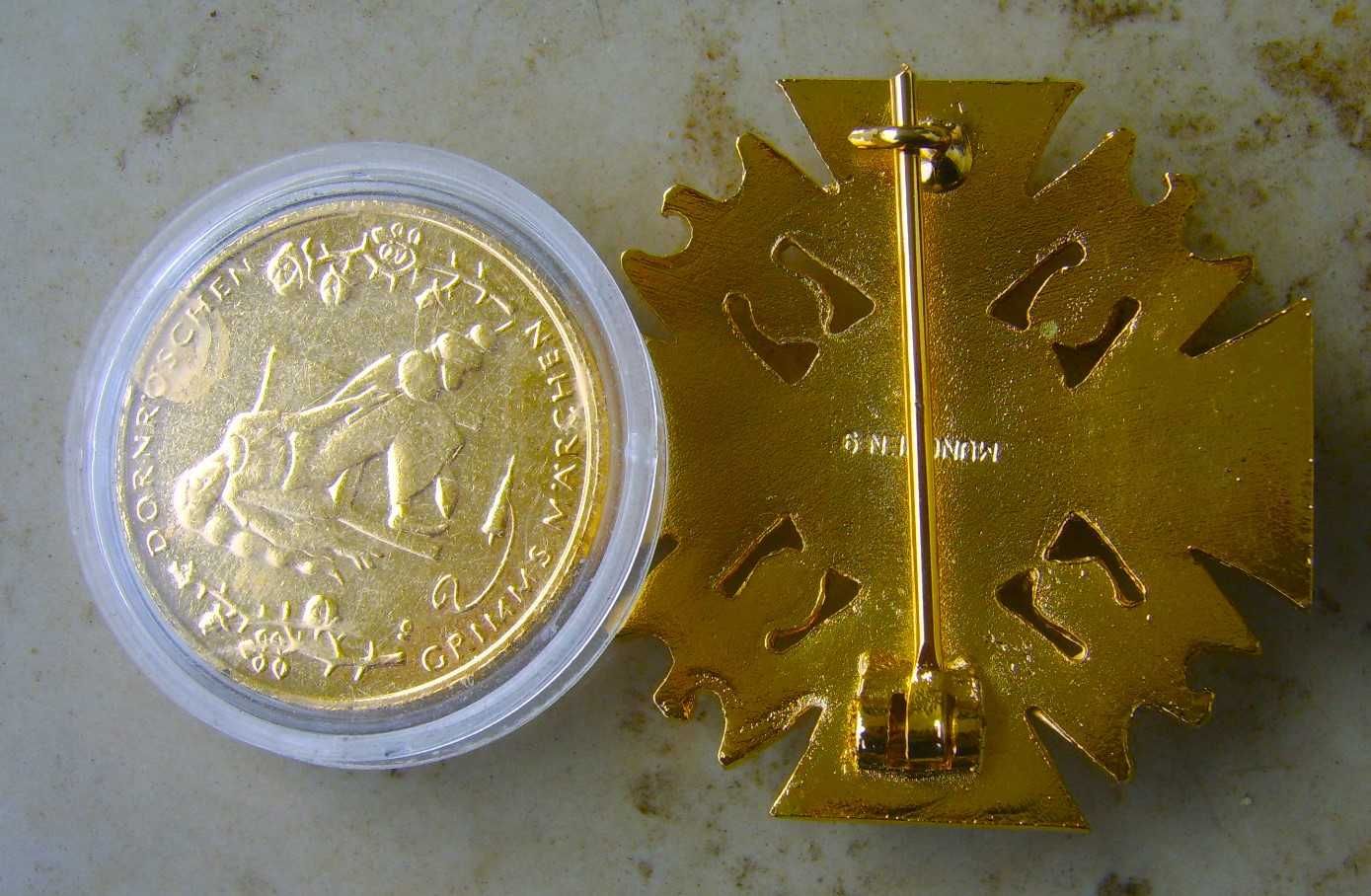 Złota Odznaka 3 Rzesza 1938 r+ Złota Moneta 10 Euro z Niemiec?