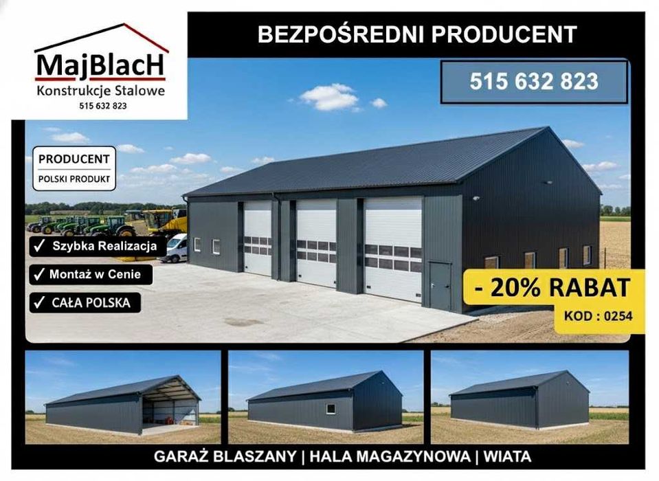 Garaż Blaszany Ocynkowany | MAGAZYN| Schowek| Blaszak| RAL– Maj-Blach