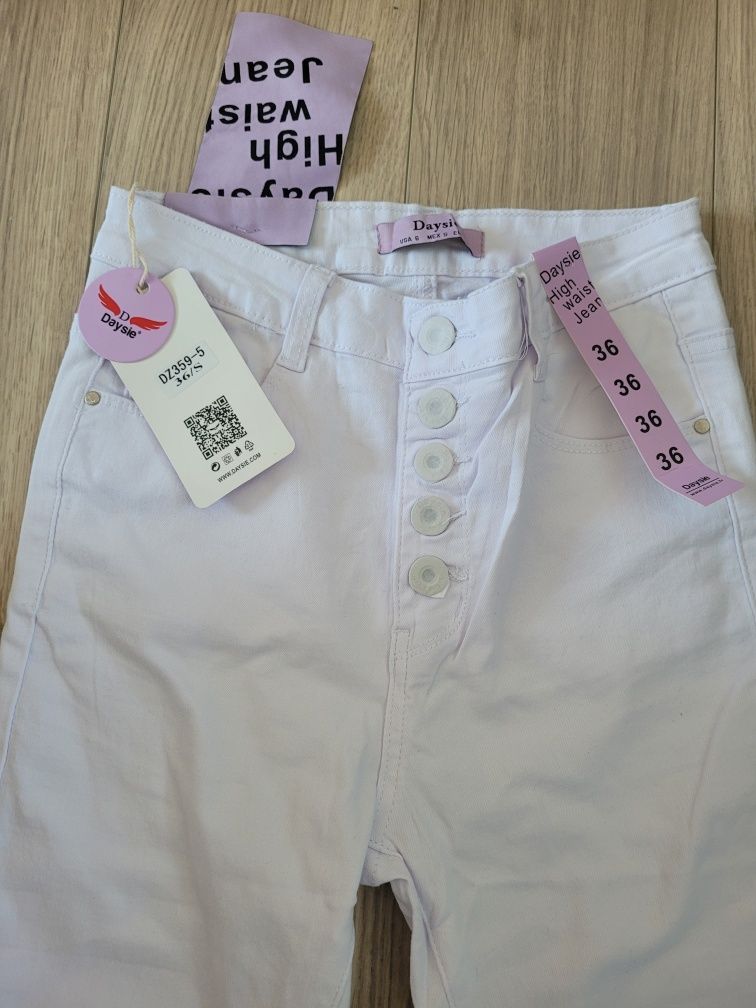 Spodnie damskie białe rurki, skinny, XS/S 34/36
