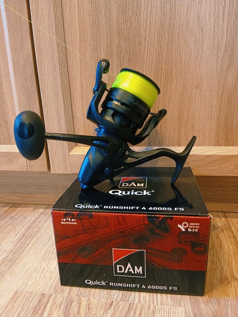 Kołowrotek karpiowy z wolnym biegiem Dam quick runshift 4 6000s fs + ż