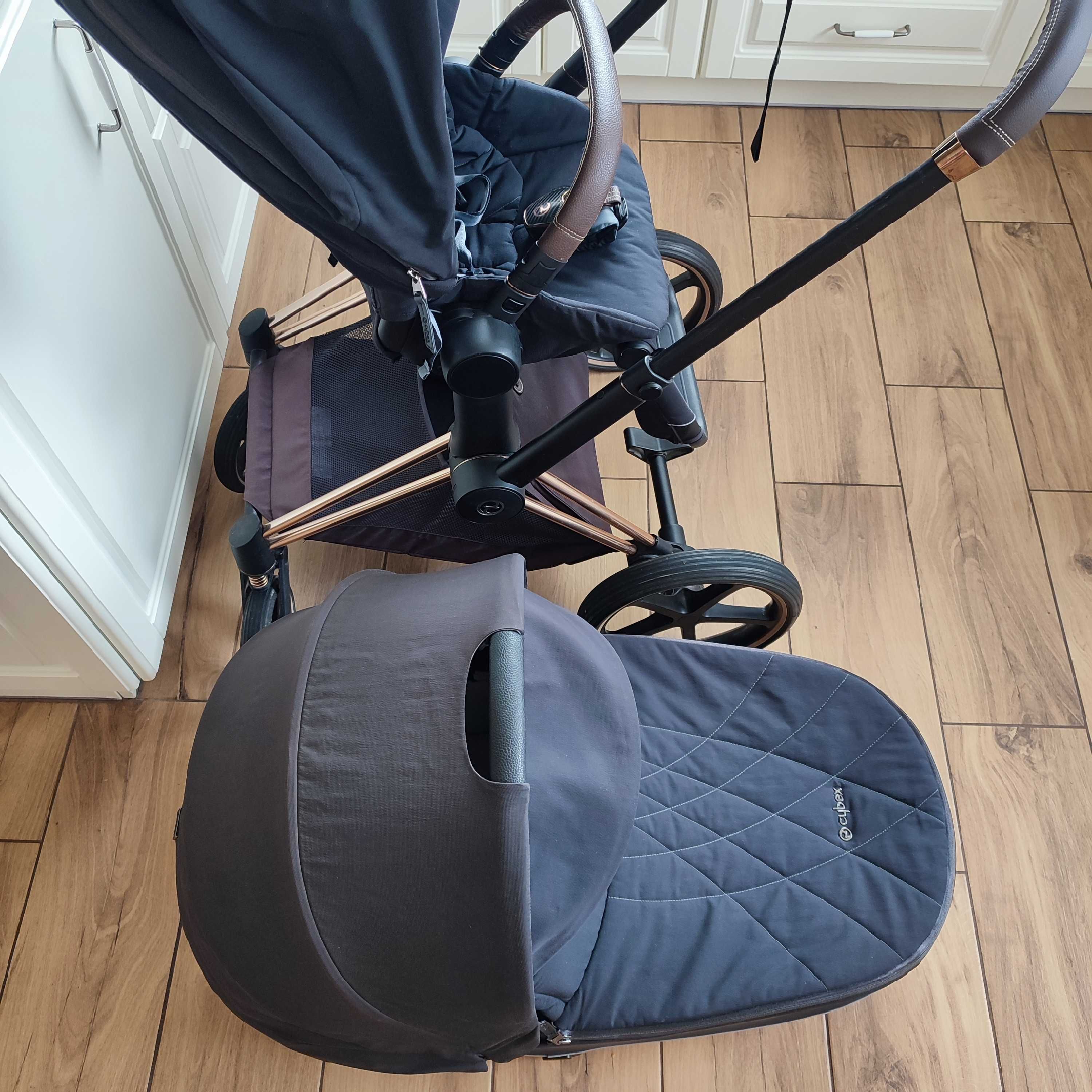 Wózek 2w1 Cybex Priam 2.0 Deep Black Rose Gold