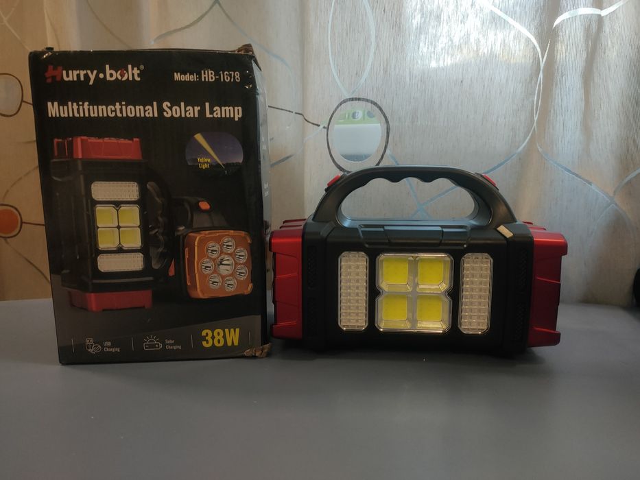 Фонарик павербанк с солнечной батареей