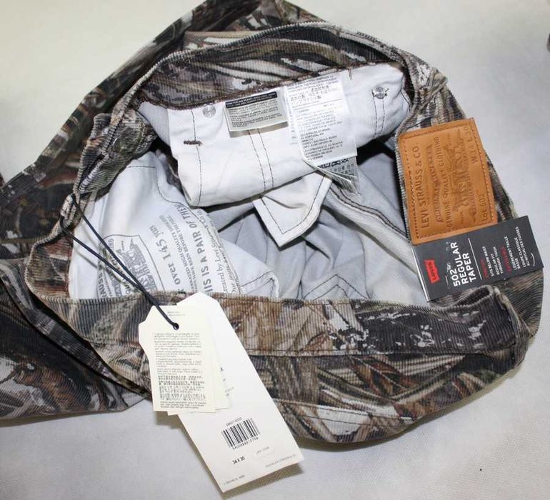 Sztruksy męskie Levi's 502 - moro kamuflaż nowe oryg. Levisy - W34/L30