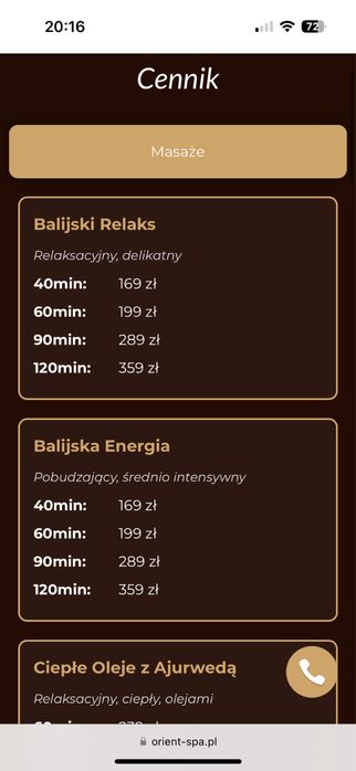 Voucher podarunkowy Orient Massage & Spa