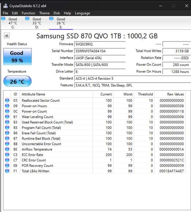 SSD Samsung 870 QVO 1TB (SATA 2.5")