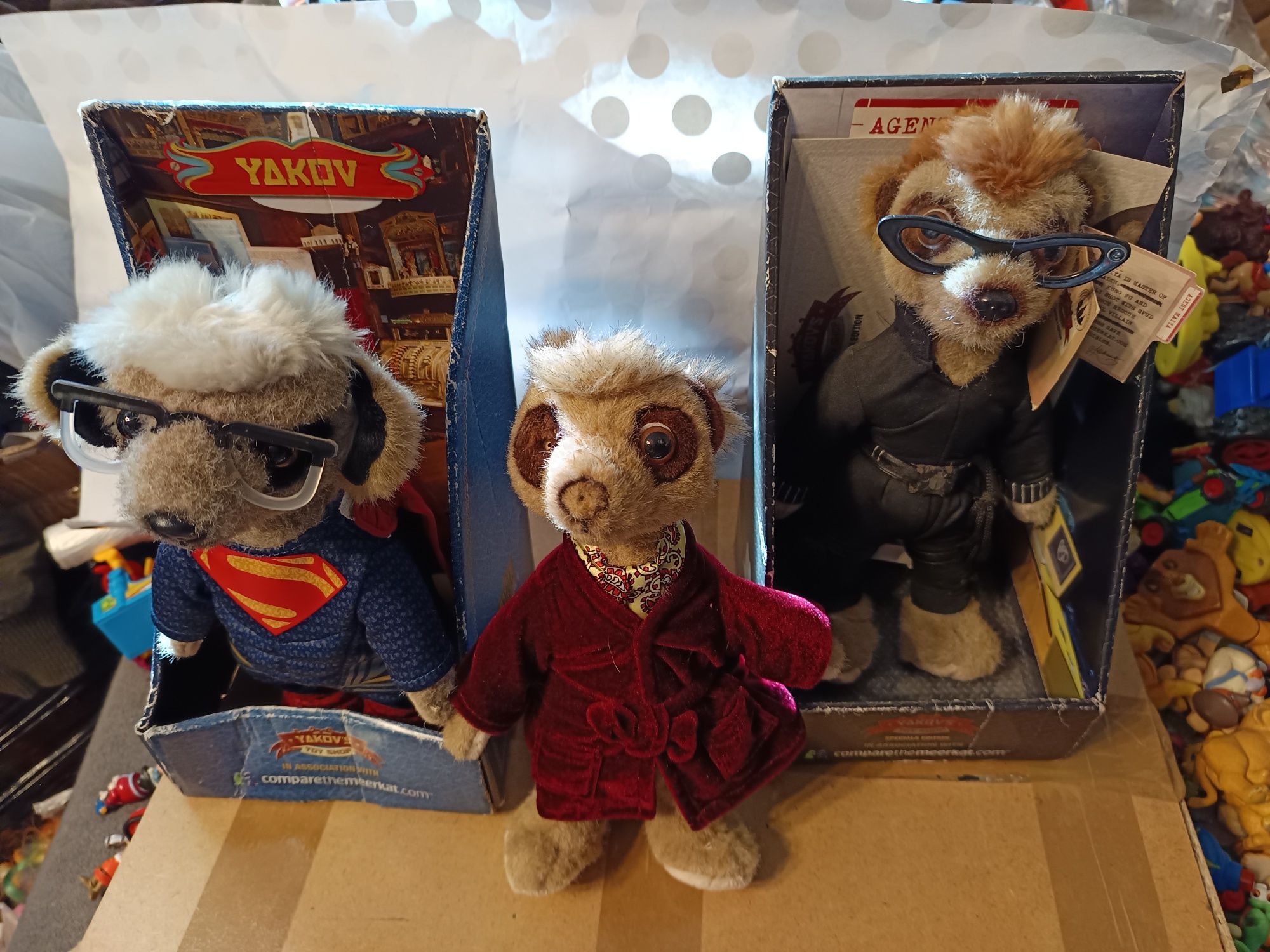 3 Stare vintage maskotki z limitowanej serii Yakovs Toy Shop Meerkovo