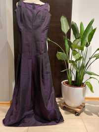 Długa suknia z fioletowej tafty, roz. S, TROLL