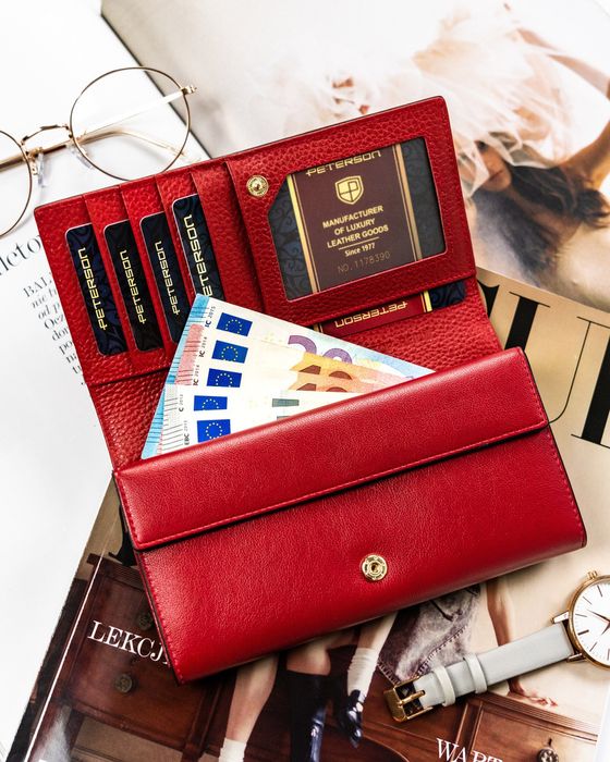 duży portfel damski z podwójną sekcją na bilon - peterson