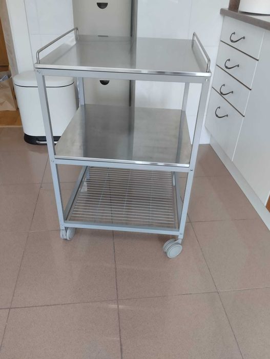COMO NOVO - Carrinho de Cozinha Inox IKEA  (OFERTA- Cadeiras + Bancos)