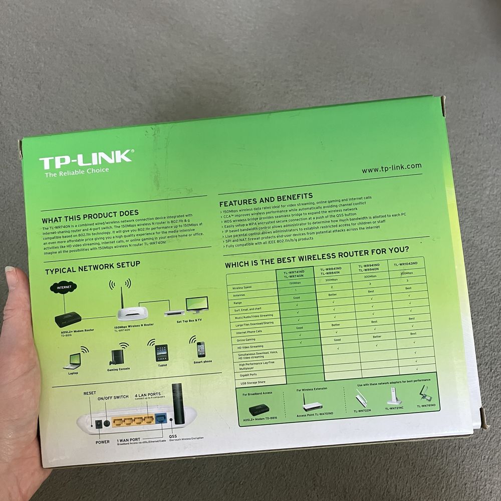 Bezprzewodowy router TL-WR740N TP-Link + cd