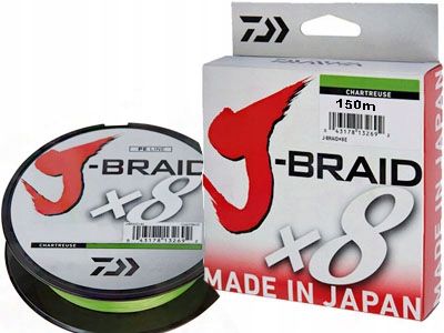 Plecionka Daiwa J-Braid X 8 Chartreuse 150M 0,16Mm