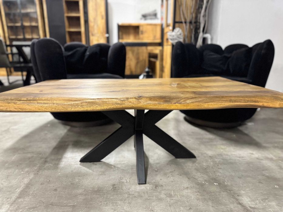 Wyjatkowy Stolik kawowy ława LOFT egzotyczne drzewo mango blat Edge