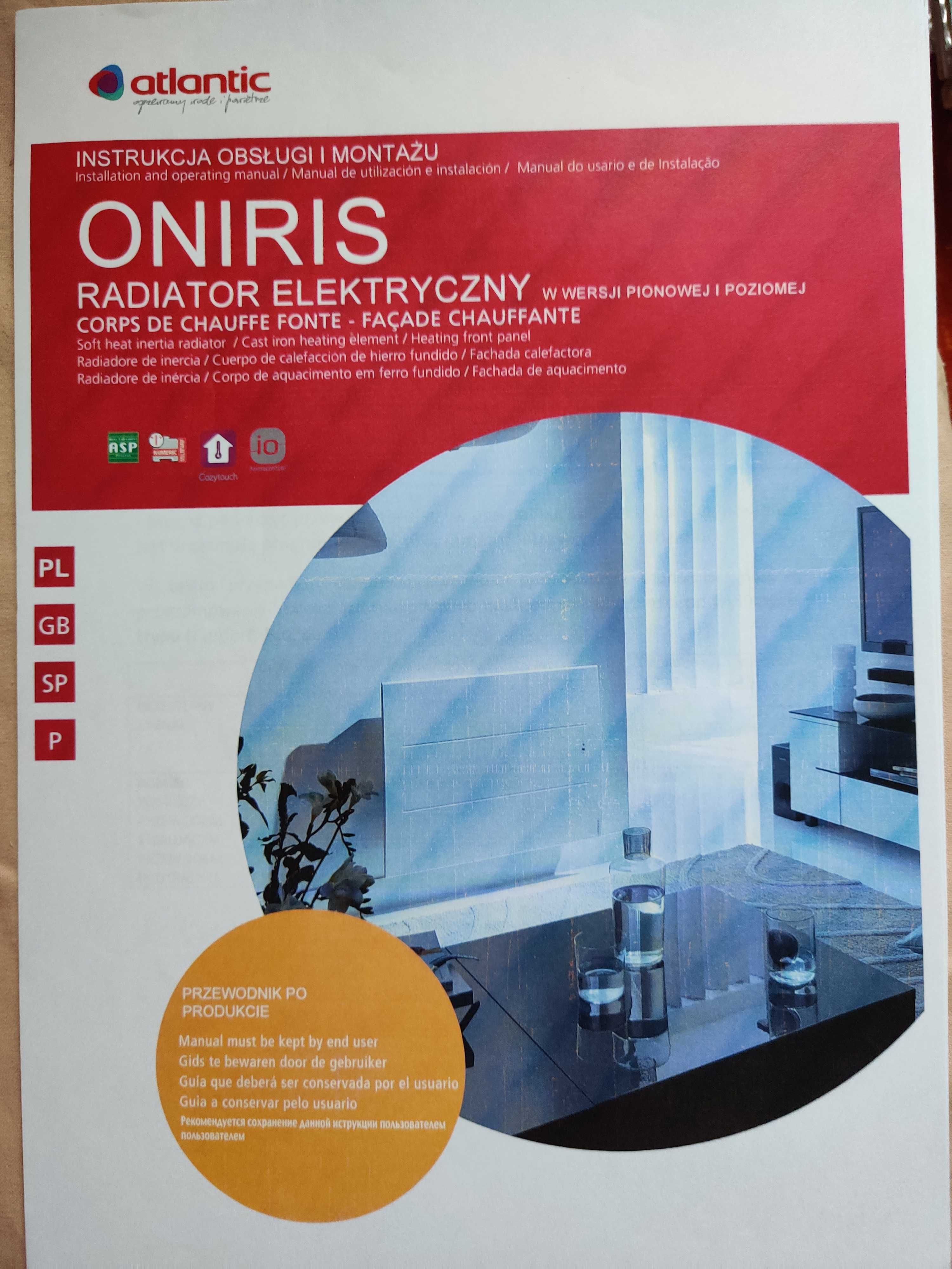 NOWE elektryczne radiatory ciepła  ONIRIS 1000W firmy atlantic