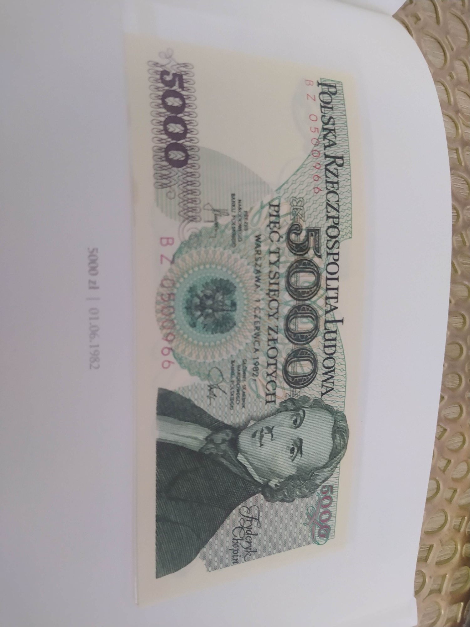 Banknot 5000 złotych UNC opis