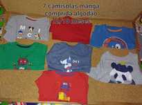 Camisolas bebé/criança manga comprida algodão, 12/18 meses