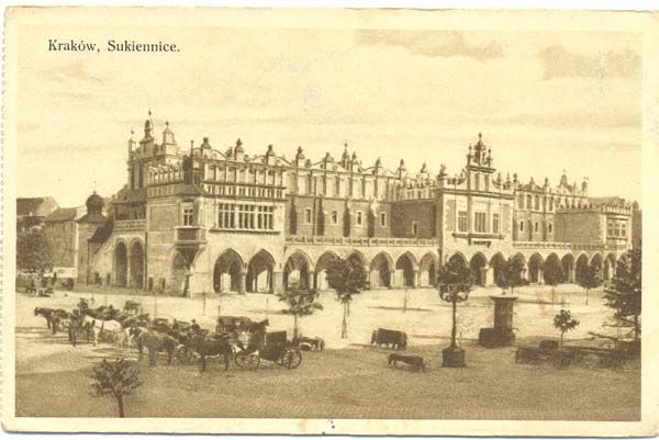 Kraków, Sukiennice - pocztówka, około 1914 rok