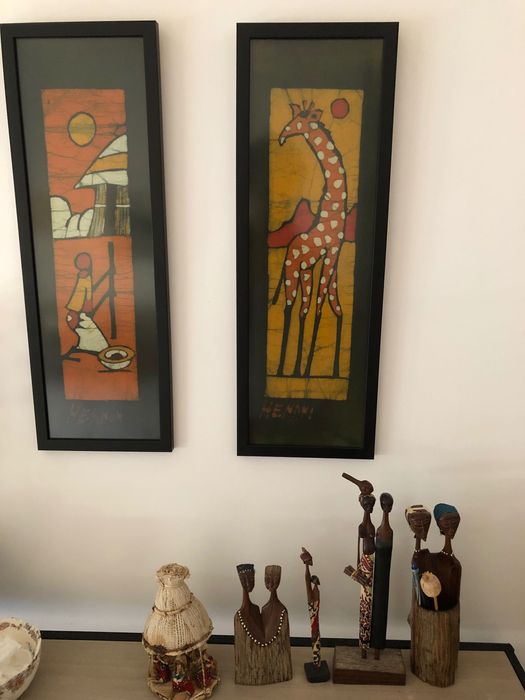 Figuras decorativas de artesanato africano em madeira exótica