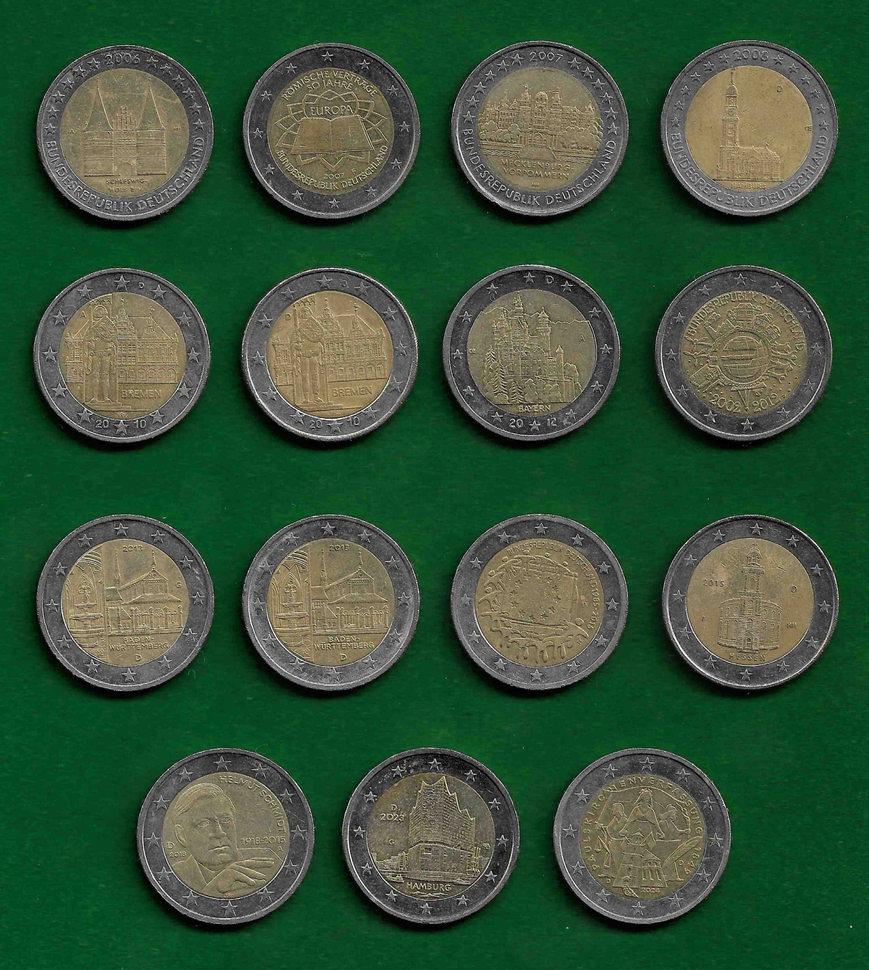 18 Moedas Comemorativas de 2 Euros - ALEMANHA